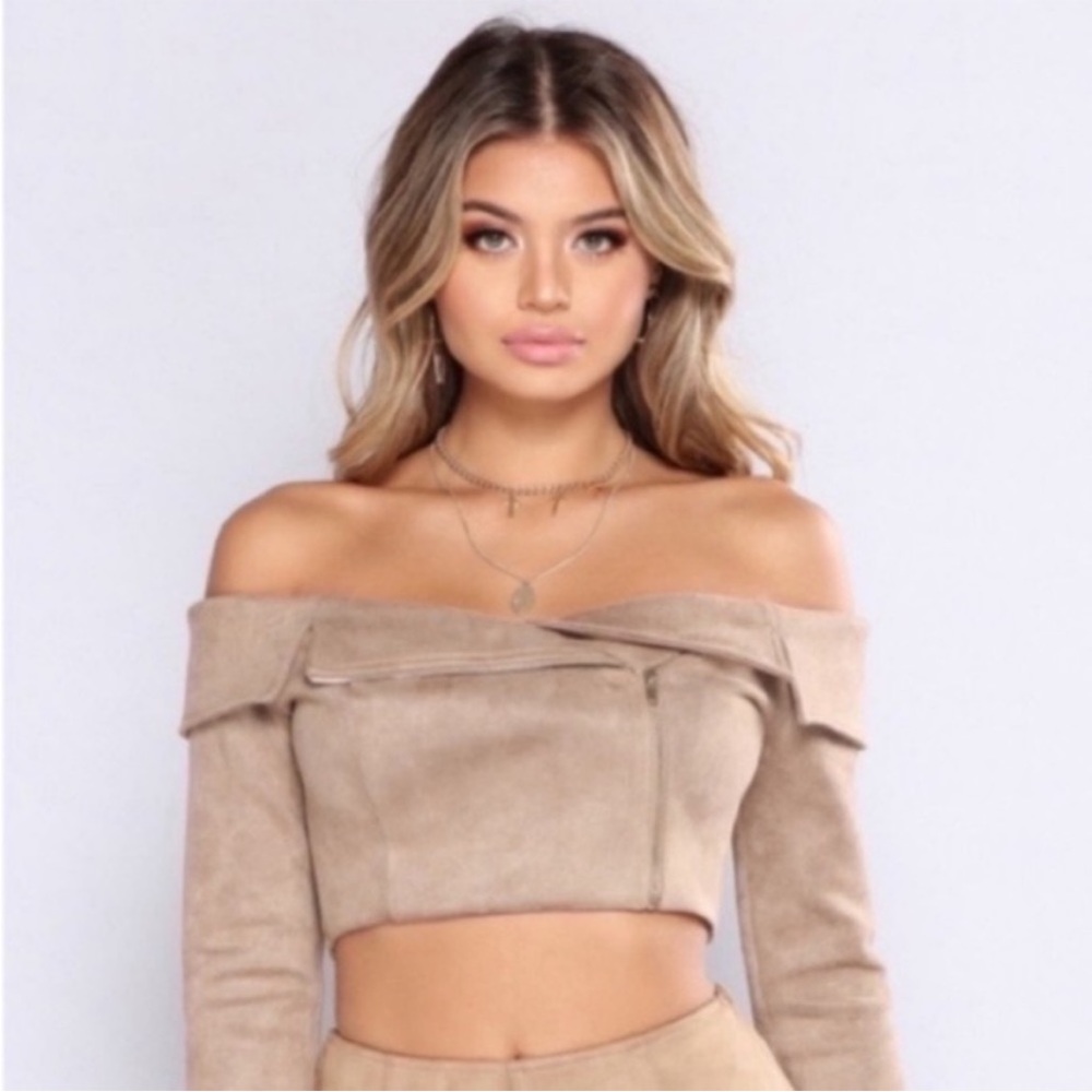 Fashionova Suede Cropped Long Sleve top